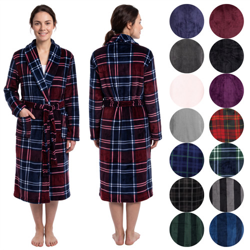 Ladies flannel fleece bathrobe - ladies,
