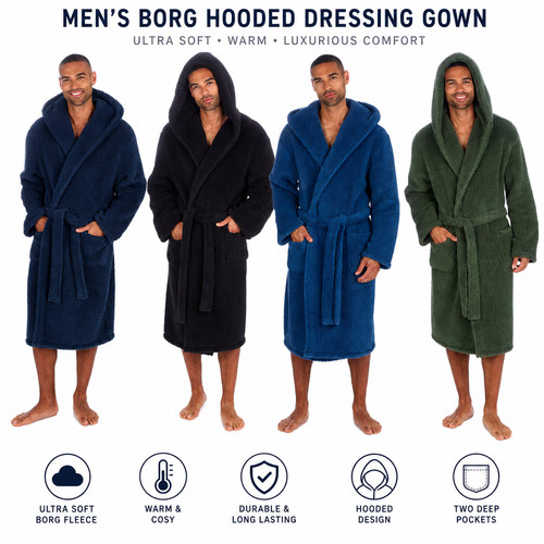 Mens borg fleece dressing gown - mens,