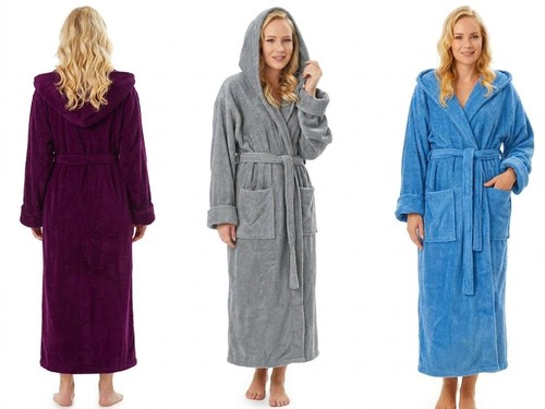 Womens hooded bathrobe terry - bathrobe,