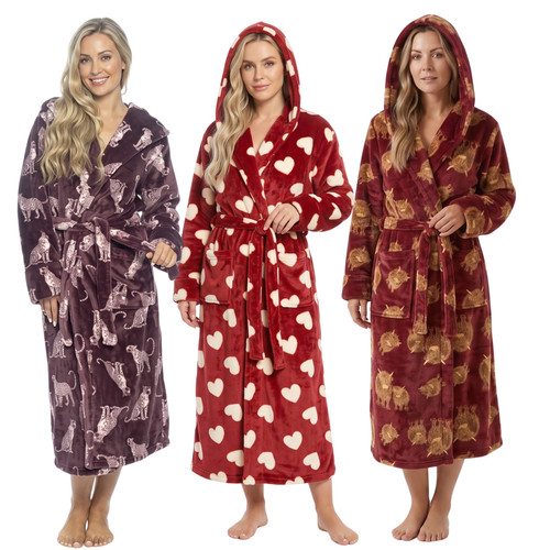 Ladies fleece dressing gown - ladies,