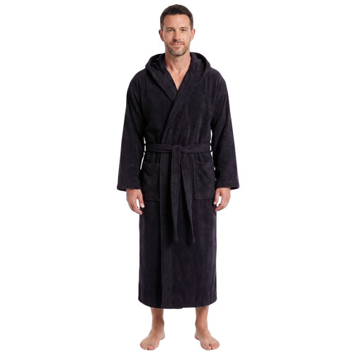 Mens hooded shawl bathrobe - hooded,