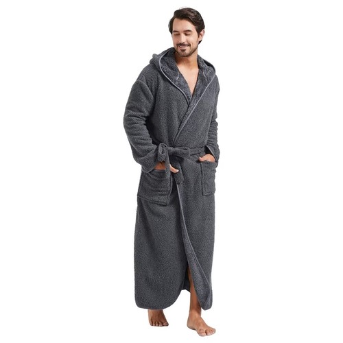 Men hooded dressing gown - hooded,