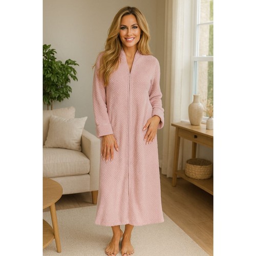 Ladies zip long robe dressing - long,