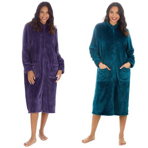 Ladies zip housecoat robe - ladies,