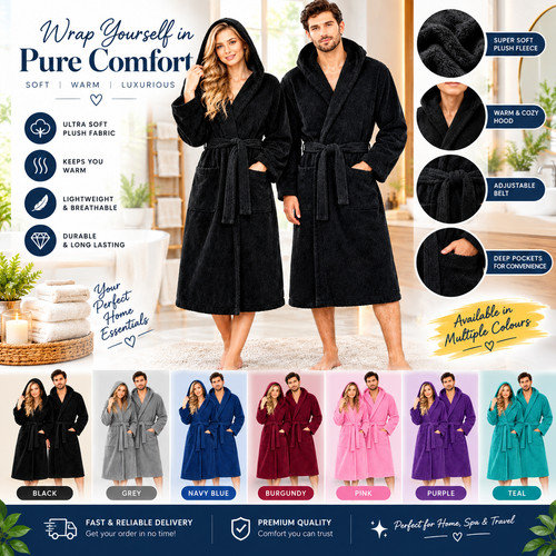 Cotton hooded bathrobe thick - cotton,