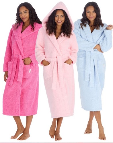 Sherpa fleece hooded robe - sherpa,