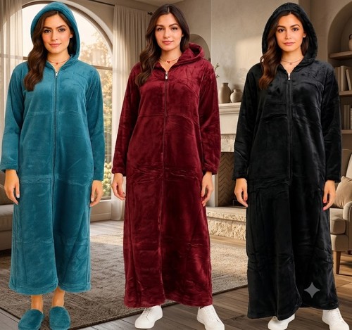 Ladies long hooded dressing - hooded,