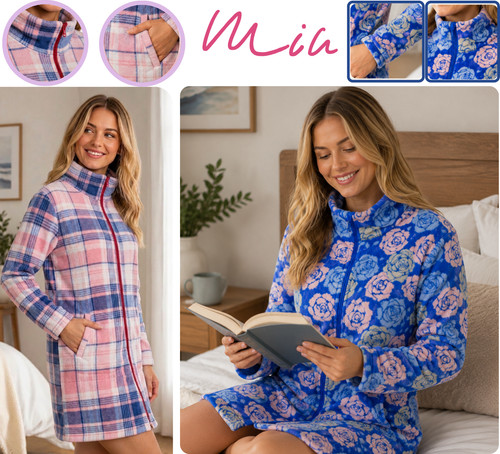 Ladies fleece dressing gown - ladies,