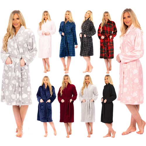 Ladies flannel fleece bathrobe - ladies,