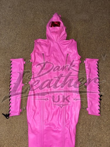 Handmade hooded pink leather - hooded,