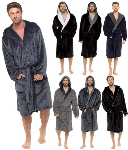 Mens fleece hooded robe - mens,