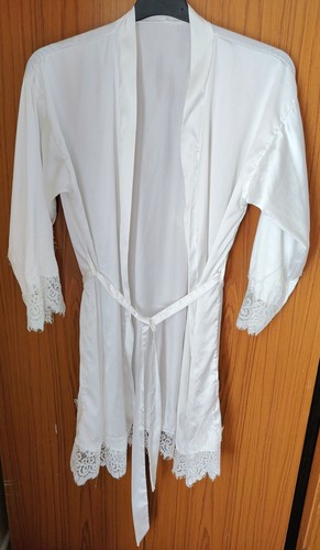 White satin lace trim - white,