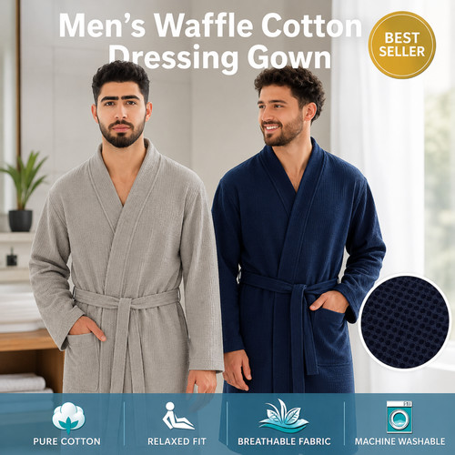 Mens dressing gown - mens, waffle