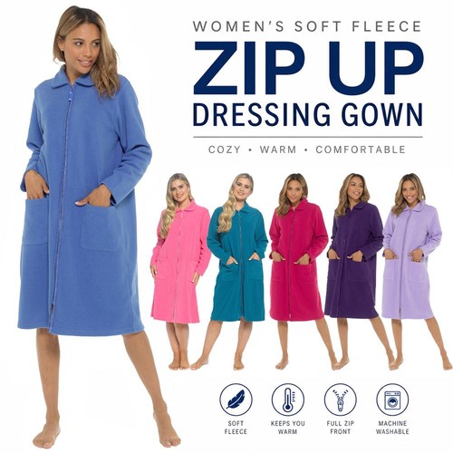 Zip fleece dressing gown - fleece,