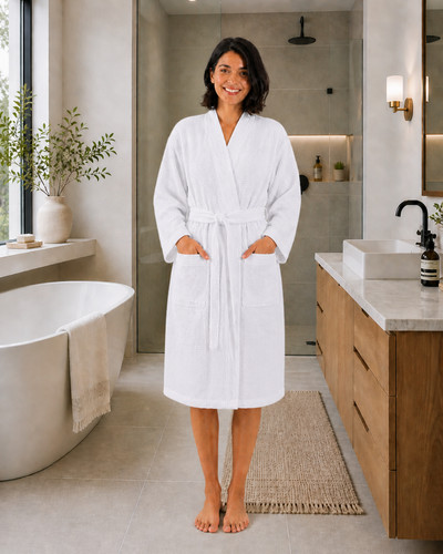 Ladies waffle cotton dressing - waffle,