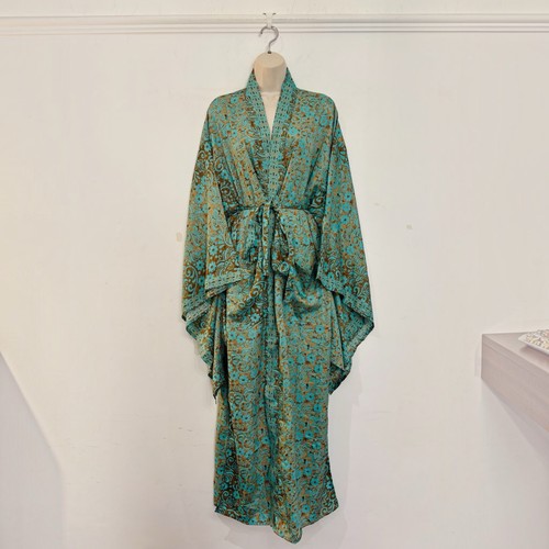 Long kimono robe turquoise - turquoise, &