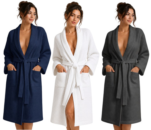 Unisex waffle bath - waffle, robe