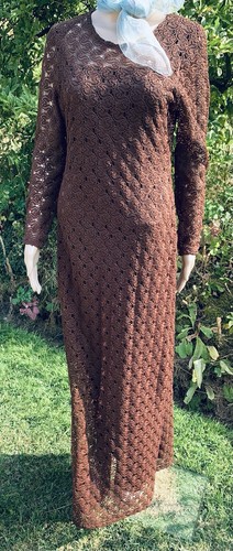 1970s brown maxi gown - 1970s,