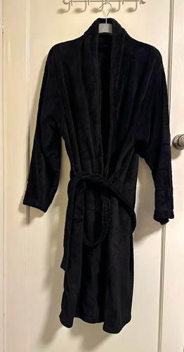 Avenue black fleece bathrobe - avenue,