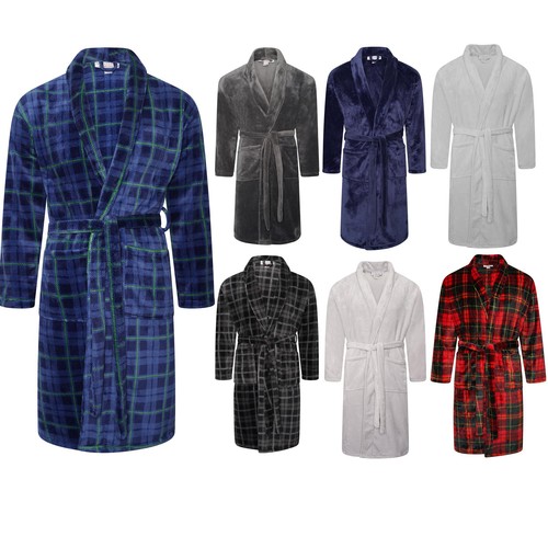 Mens flannel fleece bathrobe - mens,