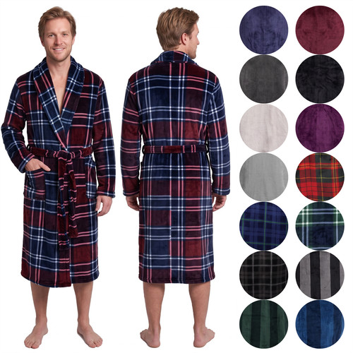 Mens flannel fleece bathrobe - mens,