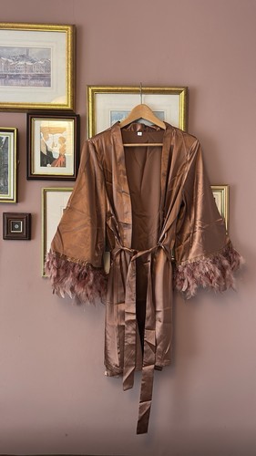 New bronze satin feather trim - feather,