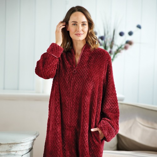 Ladies waffle velour housecoat - ladies,