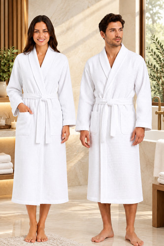 Waffle bathrobe cotton - waffle, rich