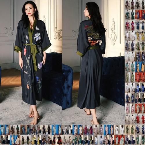 Women satin kimono robe - satin,